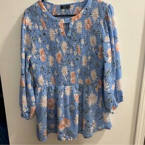Cure Floral Blue‎ Top Sz XL